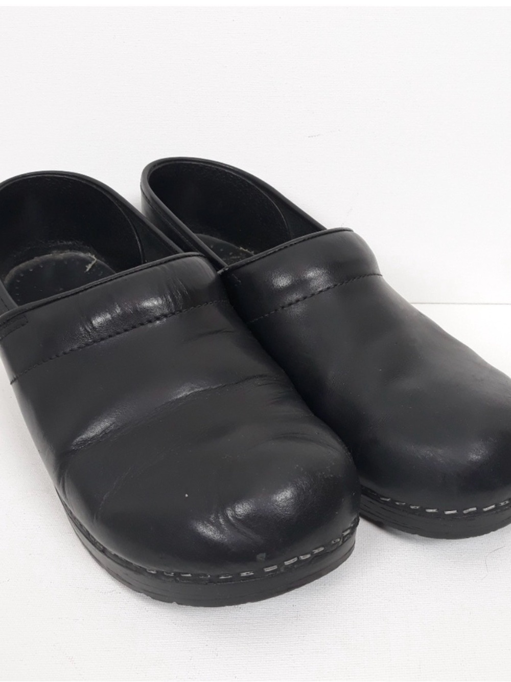 Black Dansko Slip On Leather Clogs